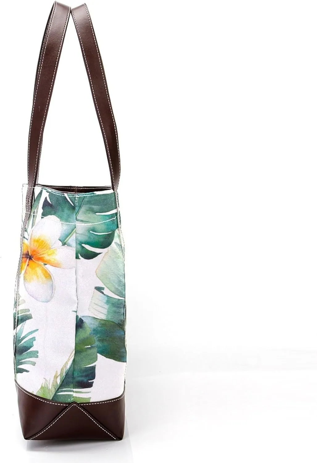 Aesthetic Flowers Leaves Fashion Leather Purse Bag for Women Top Handle Ladies Shoulder Bags with Pockets Zipper