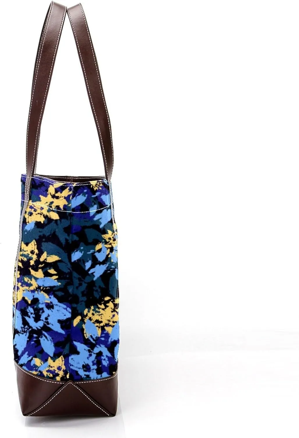 Aesthetic Flowers Leaves Fashion Leather Purse Bag for Women Top Handle Ladies Shoulder Bags with Pockets Zipper