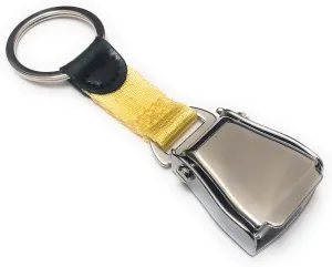 Airplane Seat Belt Keychain | Luggage Tag | Yellow - Shiny Finish