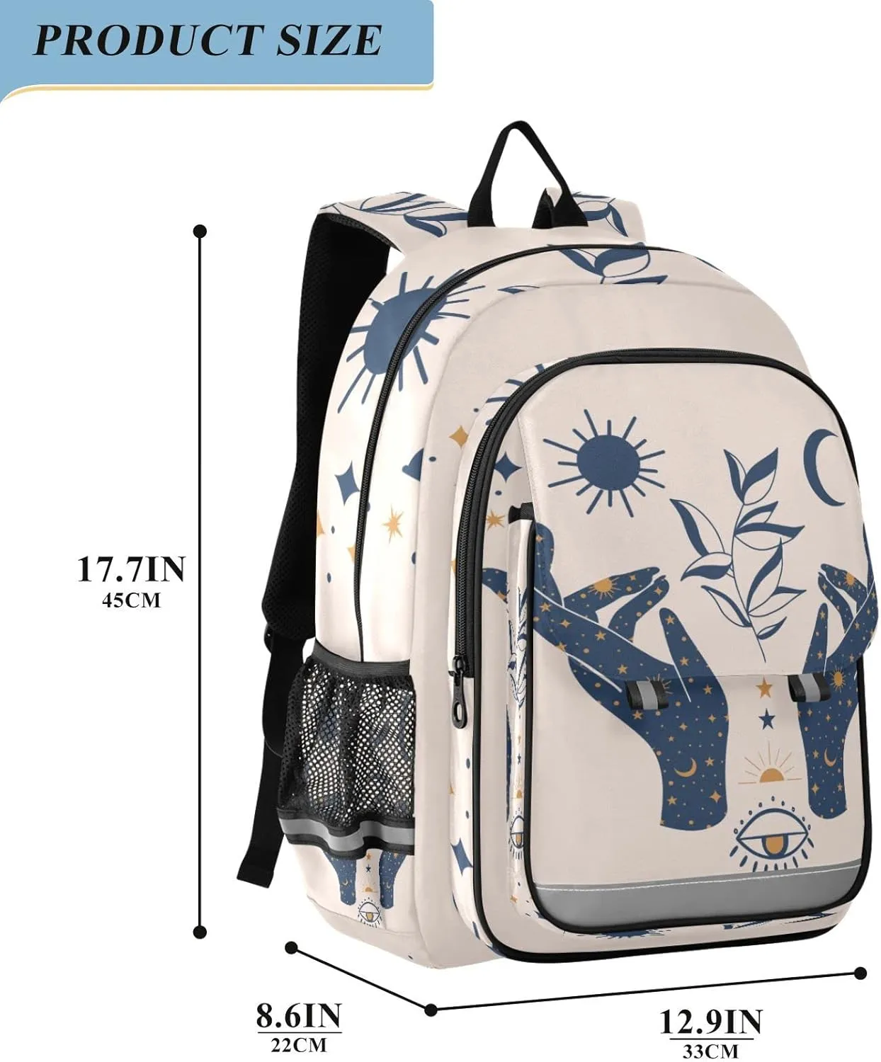 ALAZA Moon Sun Stars Witchy Laptop Backpack Purse for Women Men Travel Bag Casual Daypack with Compartment & Multiple Pockets