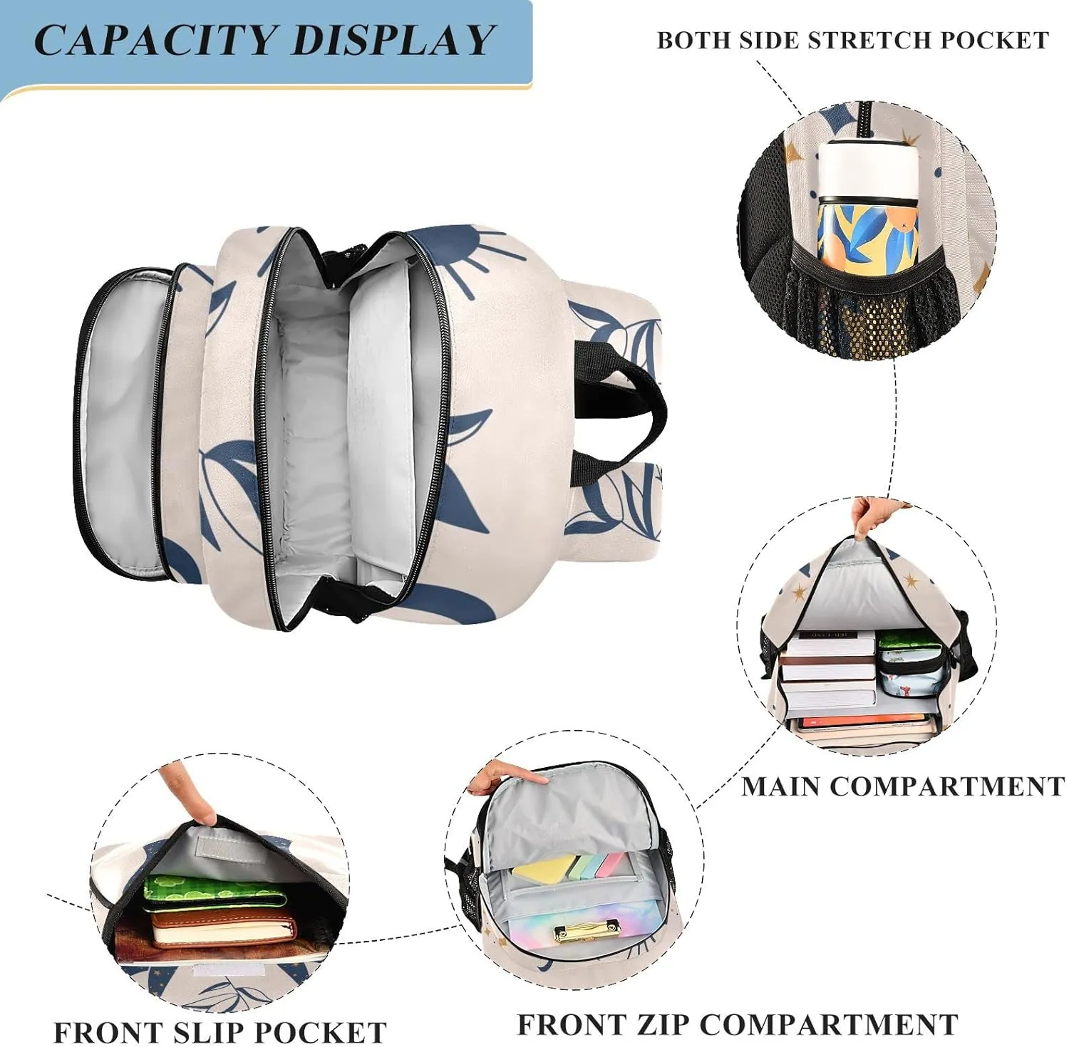 ALAZA Moon Sun Stars Witchy Laptop Backpack Purse for Women Men Travel Bag Casual Daypack with Compartment & Multiple Pockets