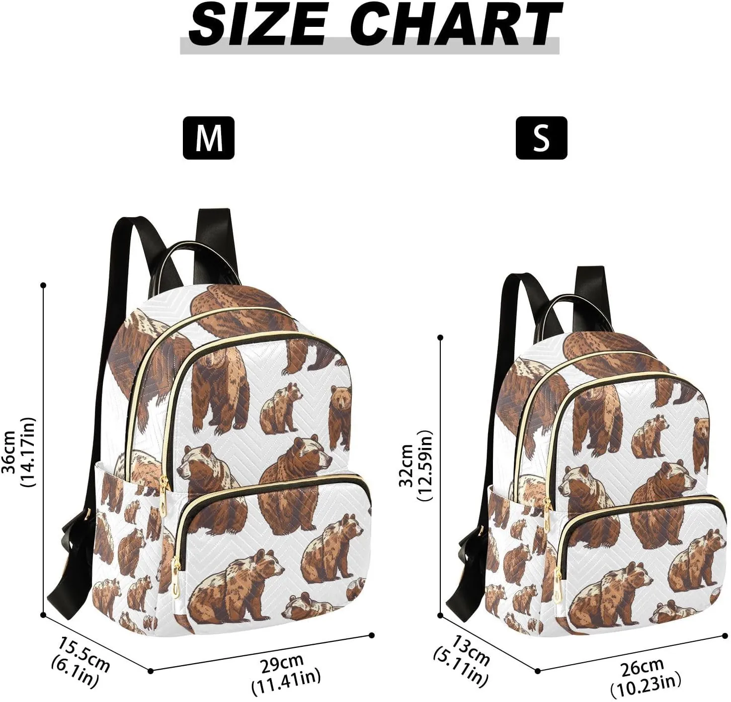 ALAZA Women Mini Backpack Purse Bag Lightweight Casual Daily Travel Backpack Cute Grizzly Bears Back Pack Fashion Multipurpose Shoulder Bag