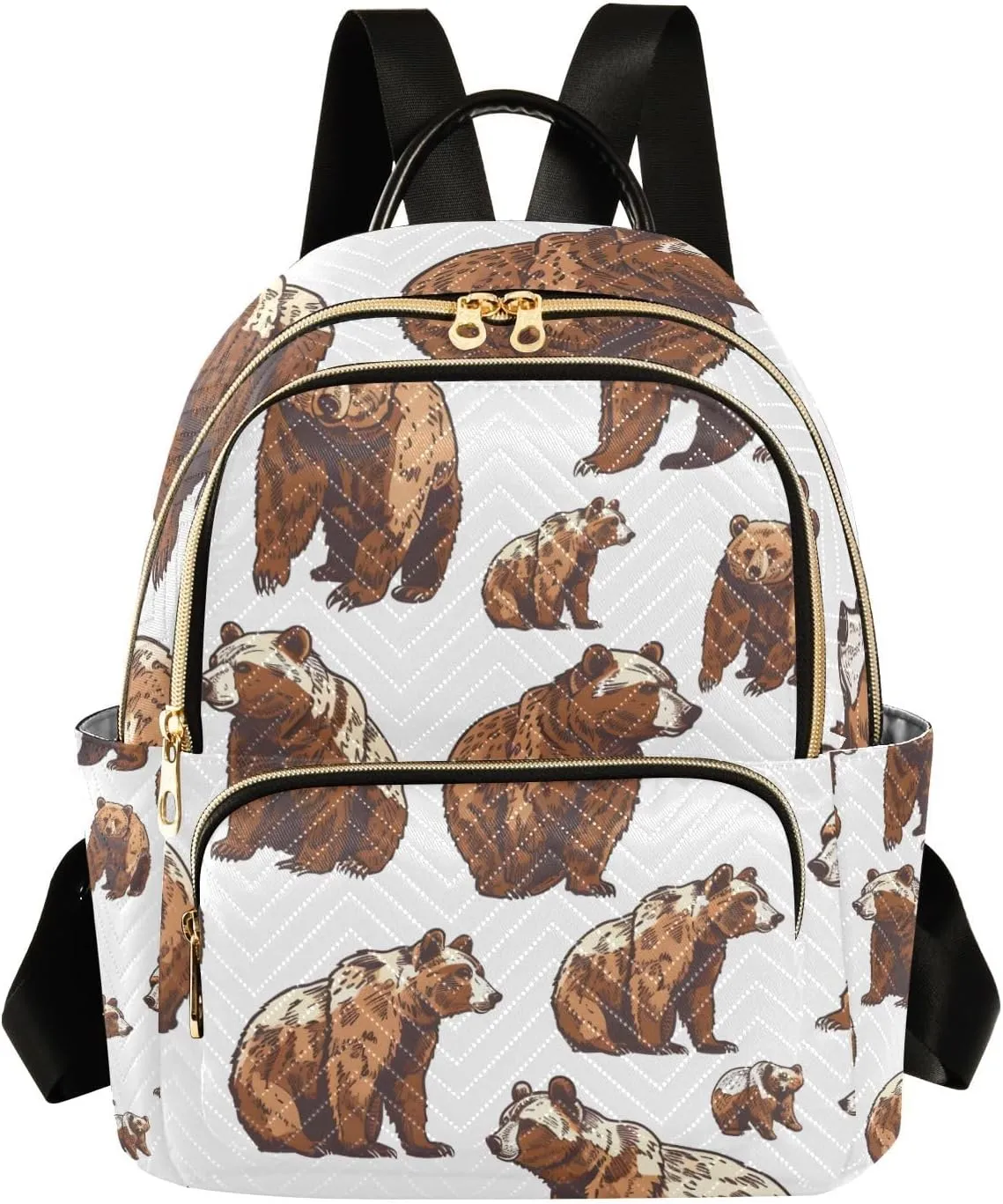 ALAZA Women Mini Backpack Purse Bag Lightweight Casual Daily Travel Backpack Cute Grizzly Bears Back Pack Fashion Multipurpose Shoulder Bag