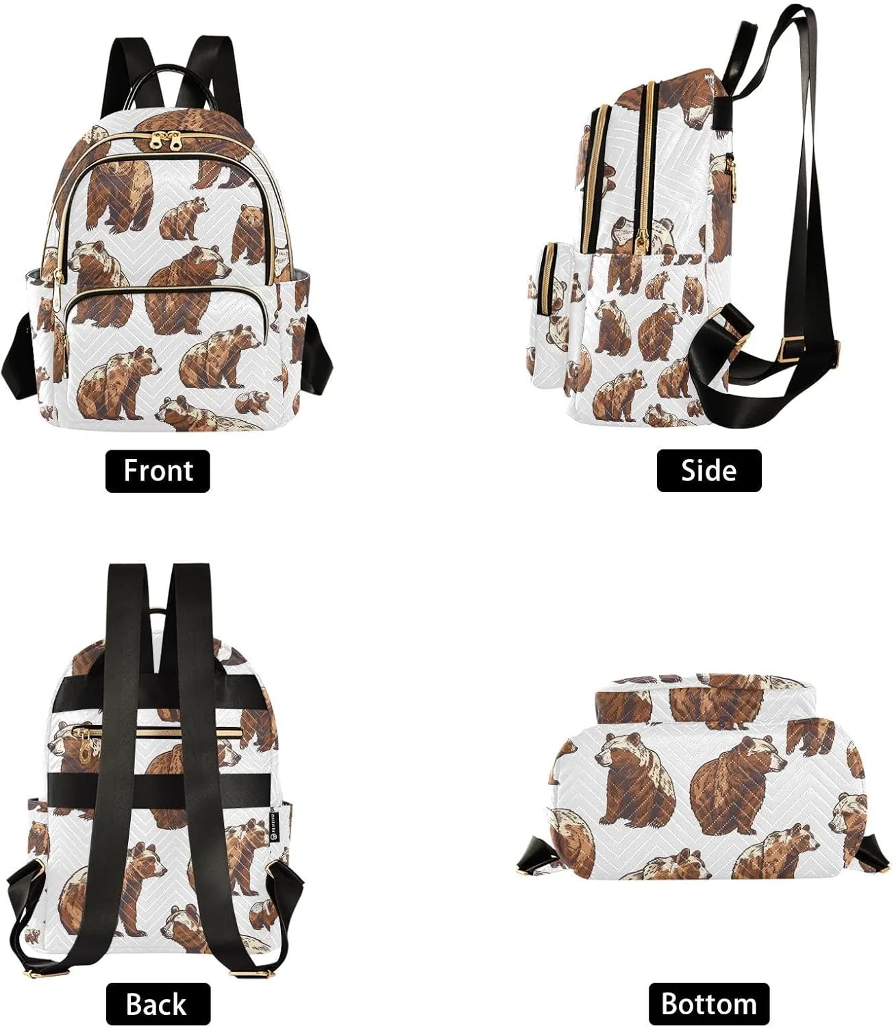 ALAZA Women Mini Backpack Purse Bag Lightweight Casual Daily Travel Backpack Cute Grizzly Bears Back Pack Fashion Multipurpose Shoulder Bag
