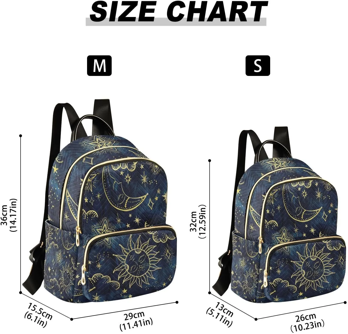 ALAZA Women Mini Backpack Purse Bag Lightweight Casual Daily Travel Backpack Sun Moon Boho Cosmos Astrology Back Pack Fashion Multipurpose Shoulder Bag,M
