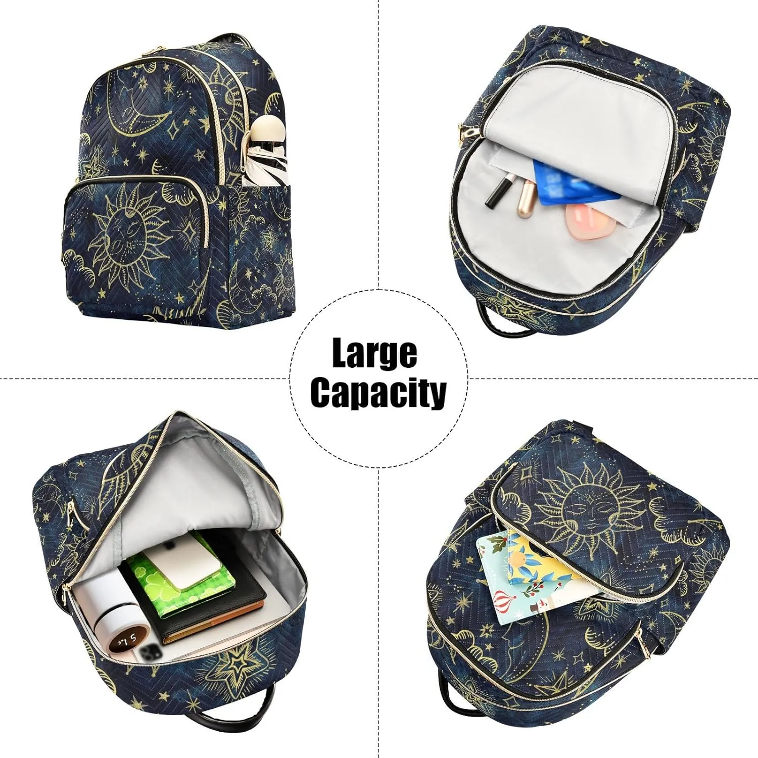 ALAZA Women Mini Backpack Purse Bag Lightweight Casual Daily Travel Backpack Sun Moon Boho Cosmos Astrology Back Pack Fashion Multipurpose Shoulder Bag,M