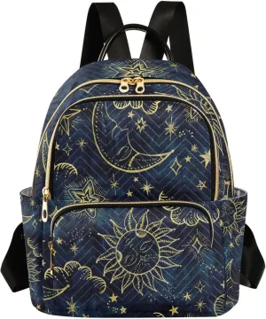 ALAZA Women Mini Backpack Purse Bag Lightweight Casual Daily Travel Backpack Sun Moon Boho Cosmos Astrology Back Pack Fashion Multipurpose Shoulder Bag,M
