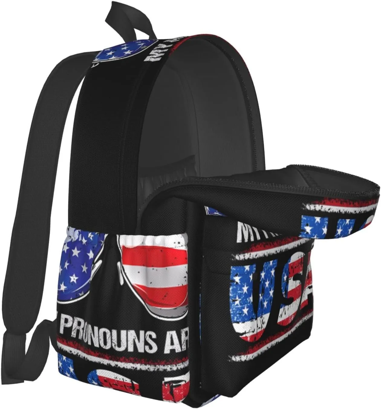 America Independence Day 1776 American Flag My Pronouns Are Usa Laptop Backpack Shoulder Bag Laptop Pack Travel Backpacks Commuter Back Pack Casual Daypack Bags With Side Pockets