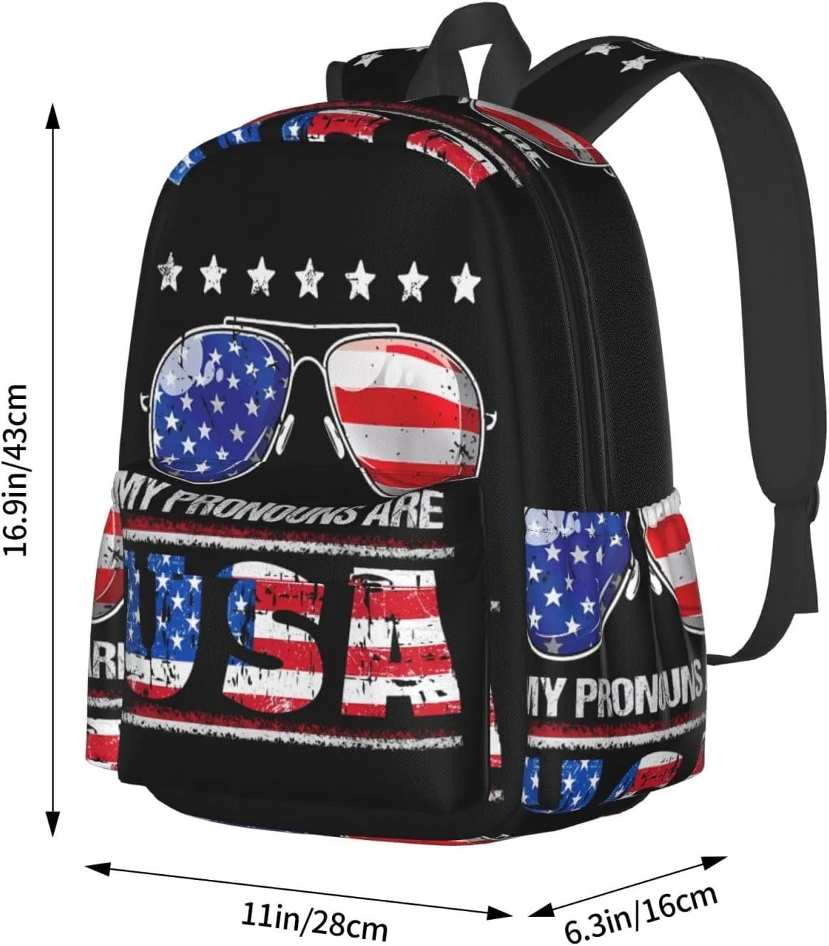 America Independence Day 1776 American Flag My Pronouns Are Usa Laptop Backpack Shoulder Bag Laptop Pack Travel Backpacks Commuter Back Pack Casual Daypack Bags With Side Pockets