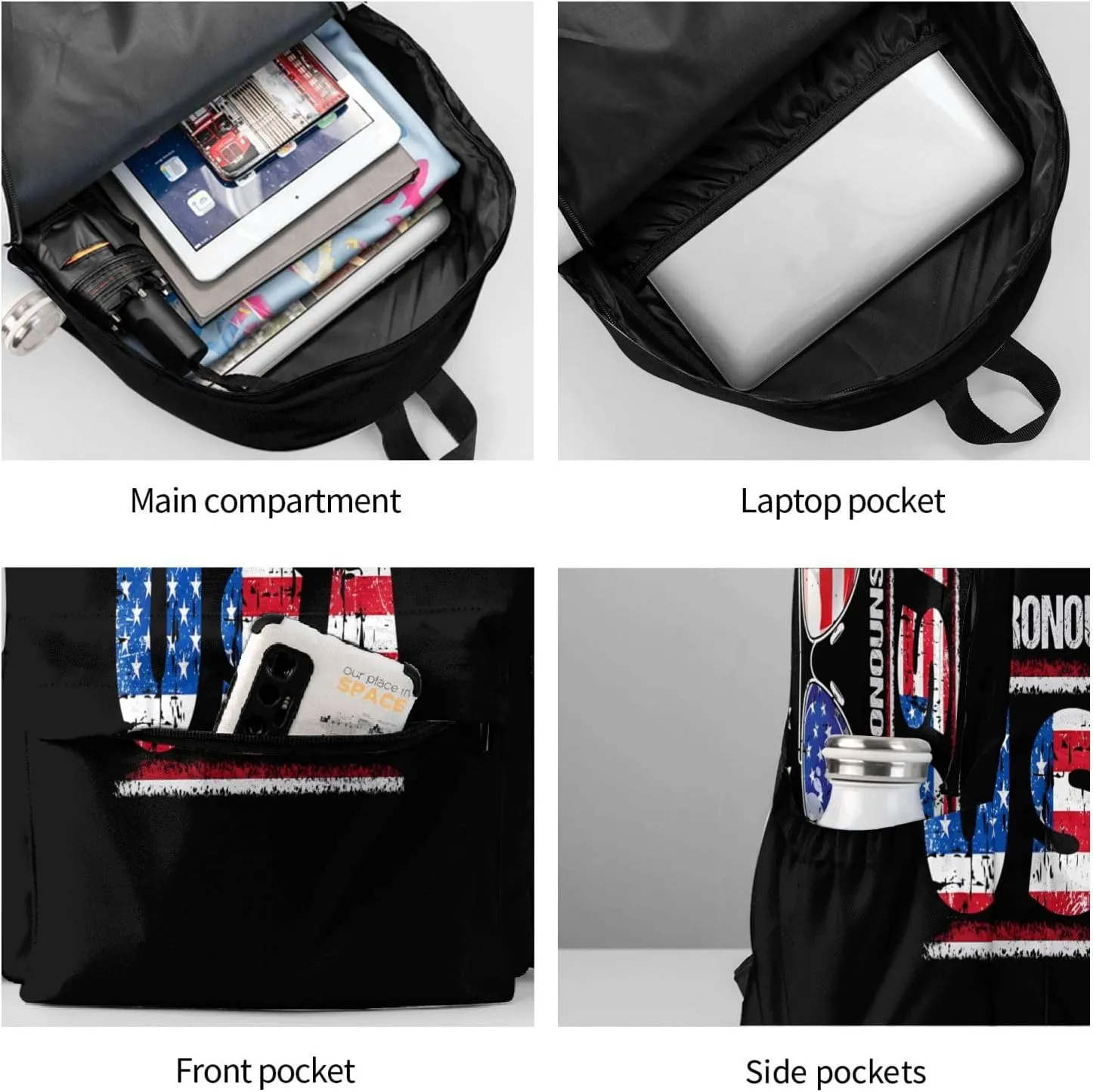 America Independence Day 1776 American Flag My Pronouns Are Usa Laptop Backpack Shoulder Bag Laptop Pack Travel Backpacks Commuter Back Pack Casual Daypack Bags With Side Pockets