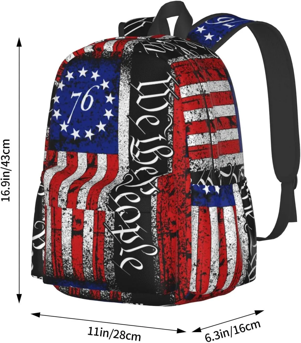 America Independence Day 1776 American Flag We The People Laptop Backpack Shoulder Bag Laptop Pack Travel Backpacks Commuter Back Pack Casual Daypack Bags With Side Pockets