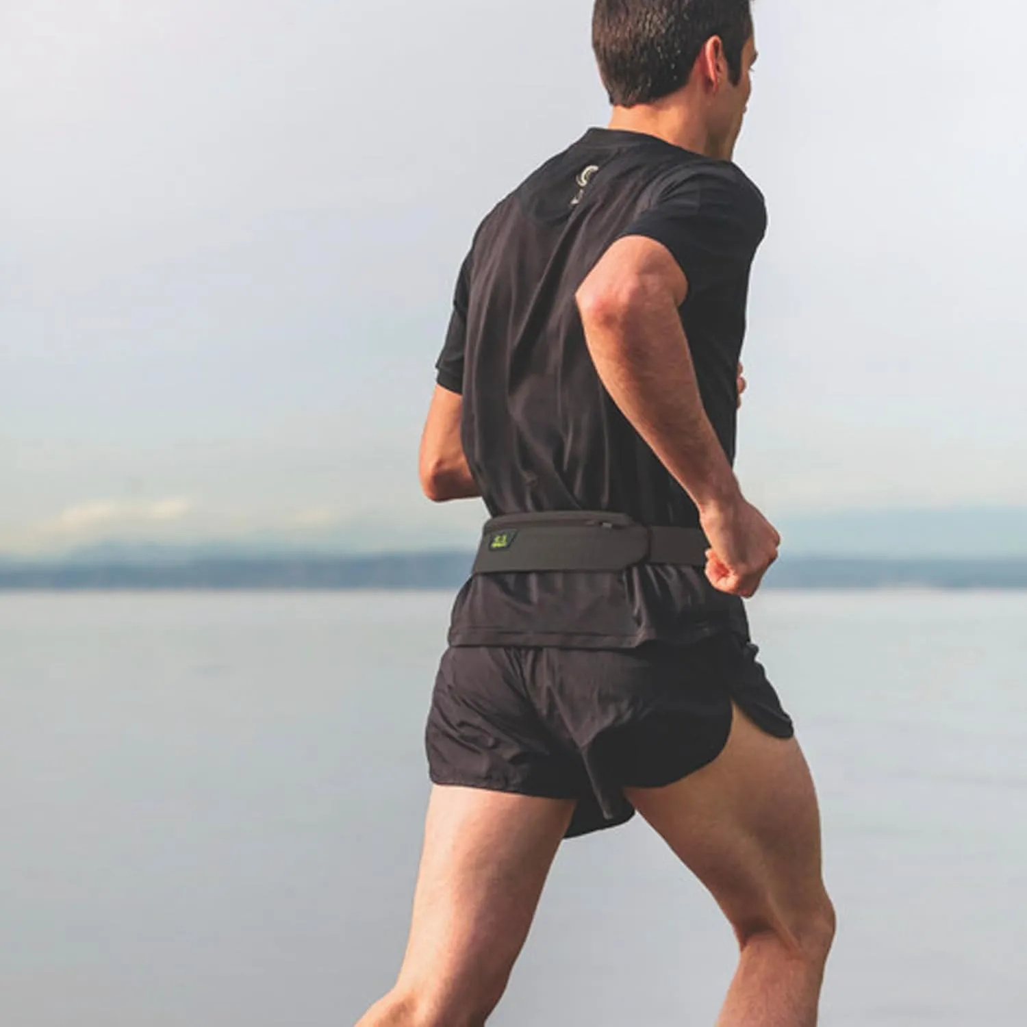 Amphipod AirFlow MicroStretch Plus Belt, Ultra-Light Minimalist Runners Waist Pack Bag for Running & Walking, Men & Women - Blue/Silver - XL
