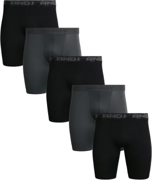 AND1 Mens Boxer Briefs - 5 Pack Performance Stretch Mens Underwear Long Leg Boxers for Men with Contour Pouch (Sizes: S-3XL)