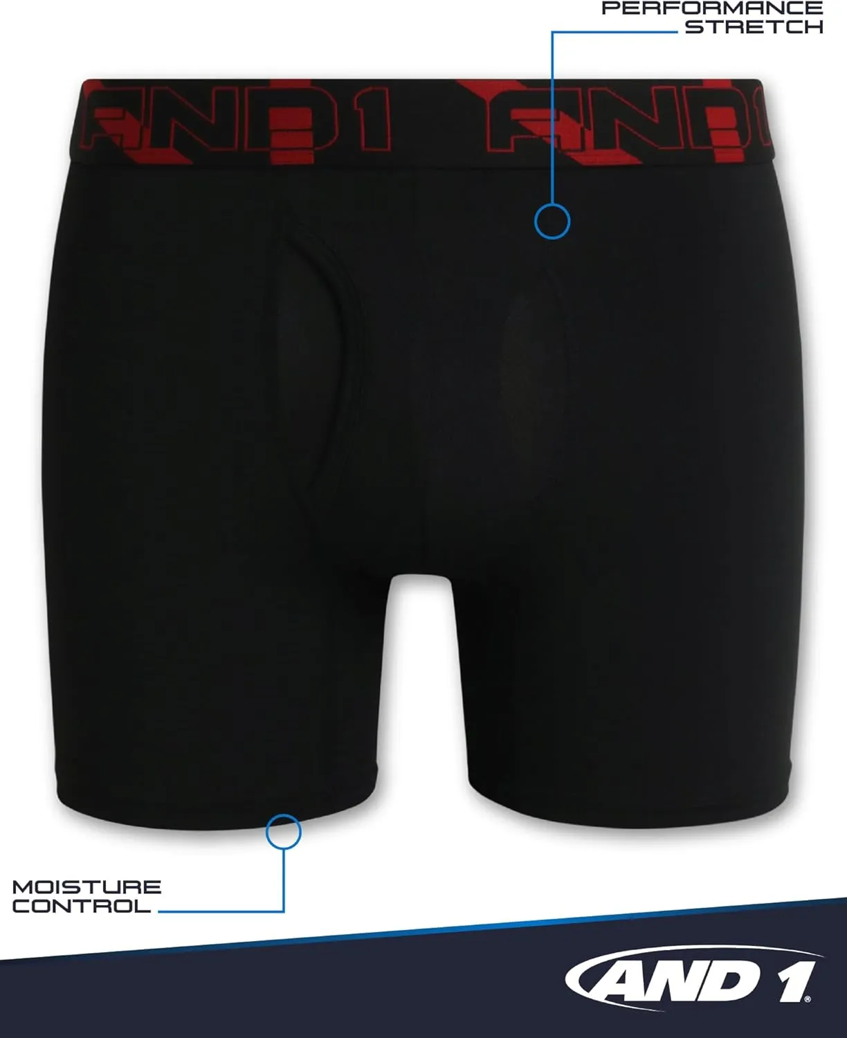 AND1 Mens Boxer Briefs -6 Pack Stretch Compression Underwear with Mesh Contour Pouch -Supportive Fit for Everyday Wear(S-3XL)