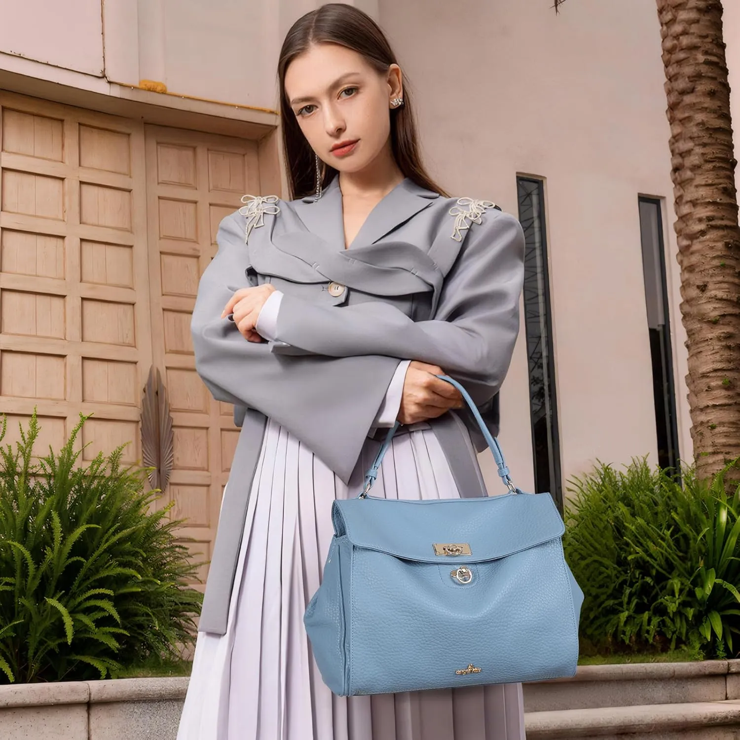 Angel Kiss Satchel Purses and Handbags for Women Soft Vegan Leather Tote Shoulder Bag Top Handle with Crossbody Strap