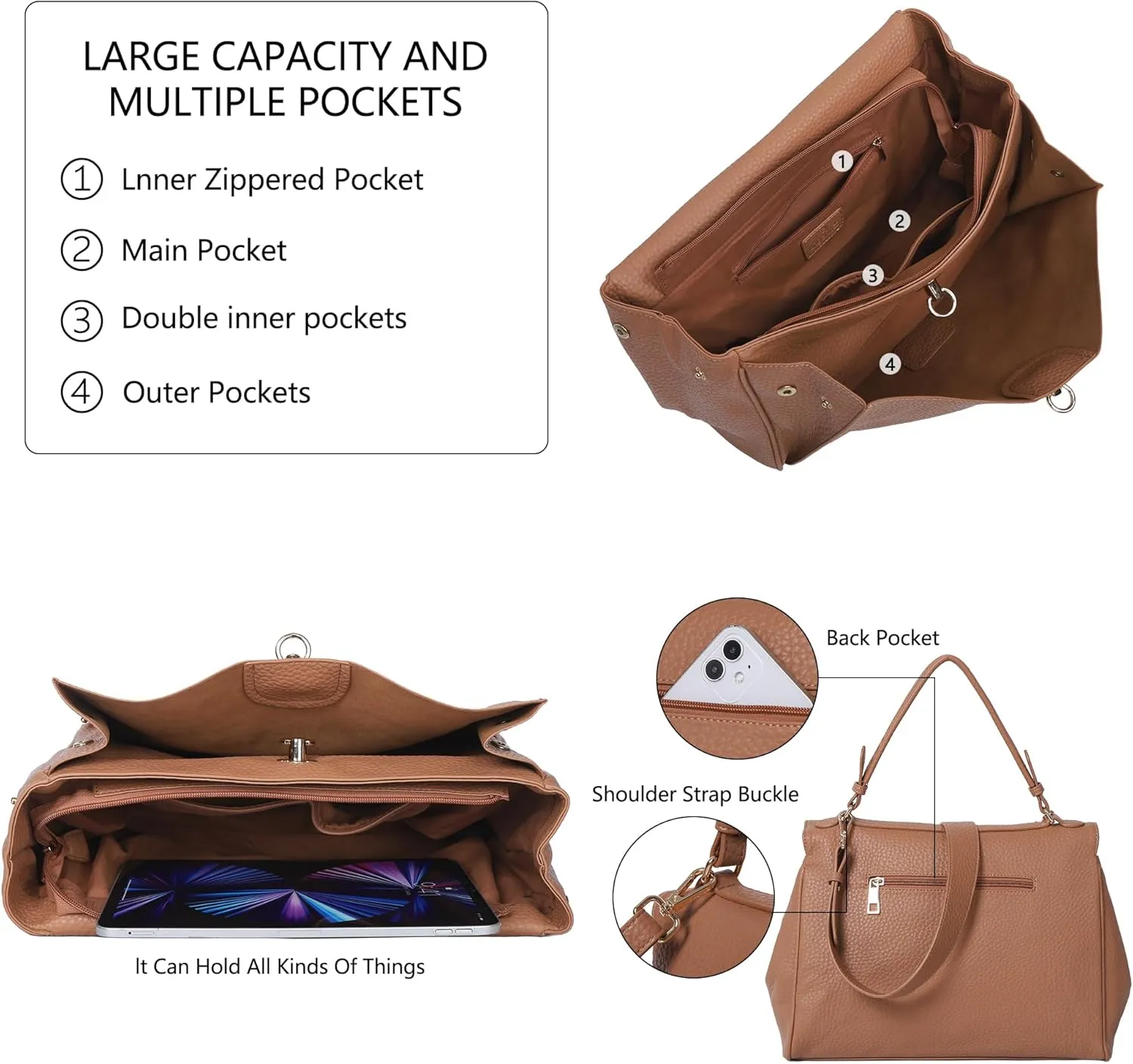 Angel Kiss Satchel Purses and Handbags for Women Soft Vegan Leather Tote Shoulder Bag Top Handle with Crossbody Strap