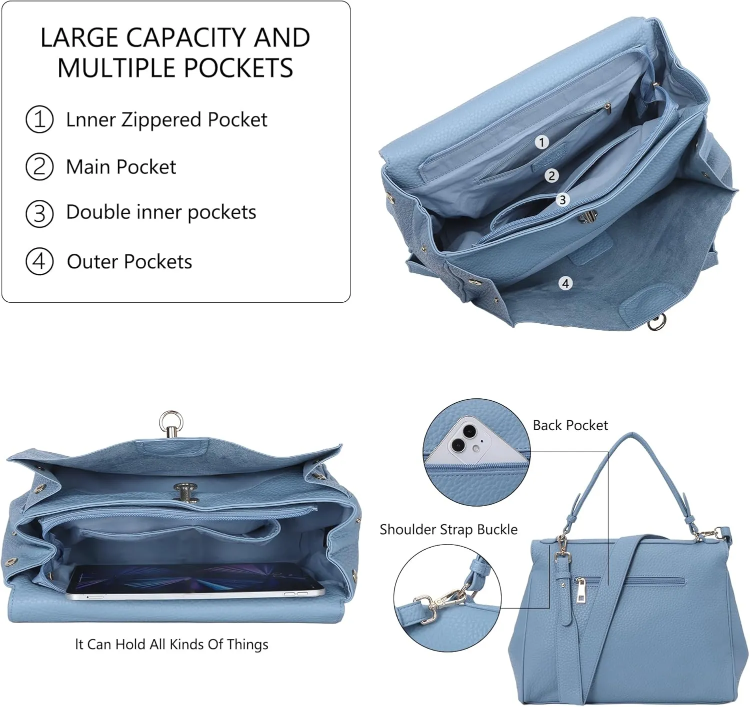 Angel Kiss Satchel Purses and Handbags for Women Soft Vegan Leather Tote Shoulder Bag Top Handle with Crossbody Strap