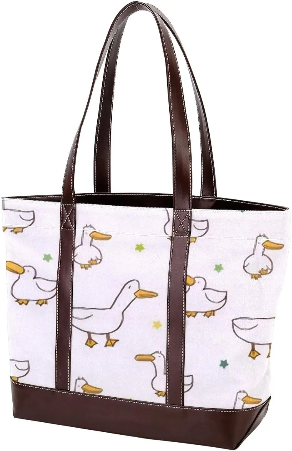 Animal Goose Tote Bags Durable Leather Canvas Purses and Handbags for Women