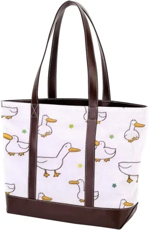 Animal Goose Tote Bags Durable Leather Canvas Purses and Handbags for Women
