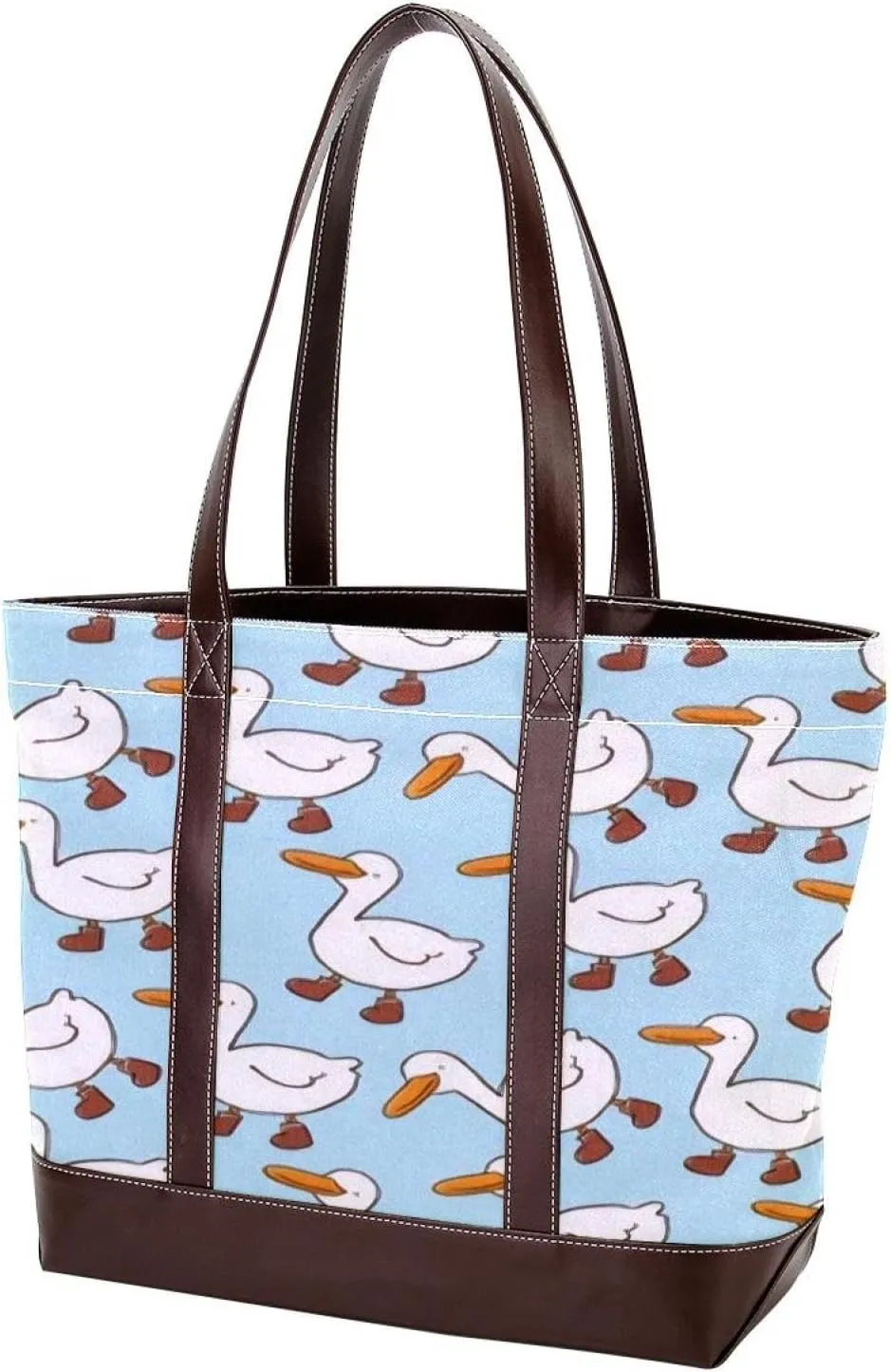 Animal Goose Tote Bags Durable Leather Canvas Purses and Handbags for Women