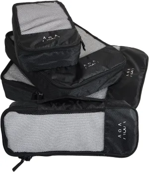 ANKIT INTERNATIONAL Travel Packing Cubes Set (Black) – Small, Medium, Large & Slim Travel Organizers – Lightweight Travel Pouch Set for Luggage, Suitcase & Office Trips – Packing Bags for Clothes