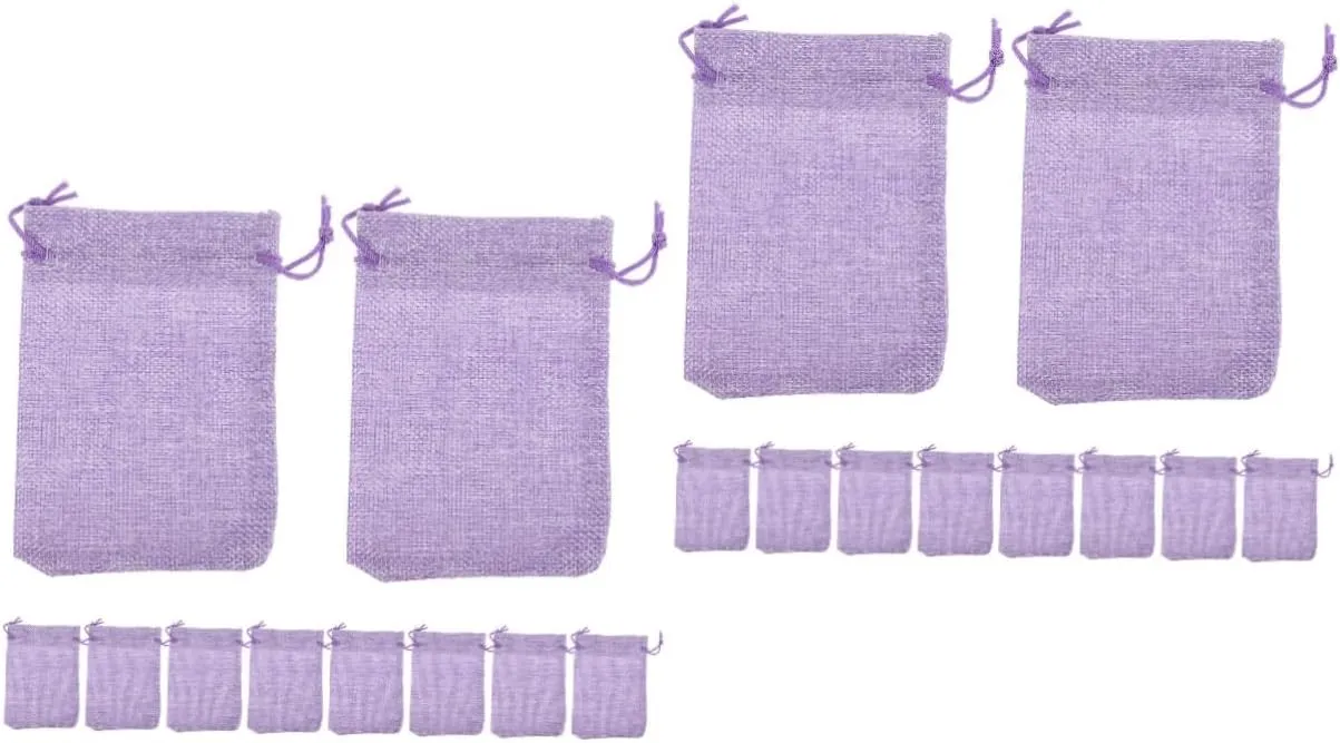 Anneome 2sets Jute Burlap Drawstring Bag Jewelry Pouch Mesh Bag for Beads Makeup Storage 10pcs*2