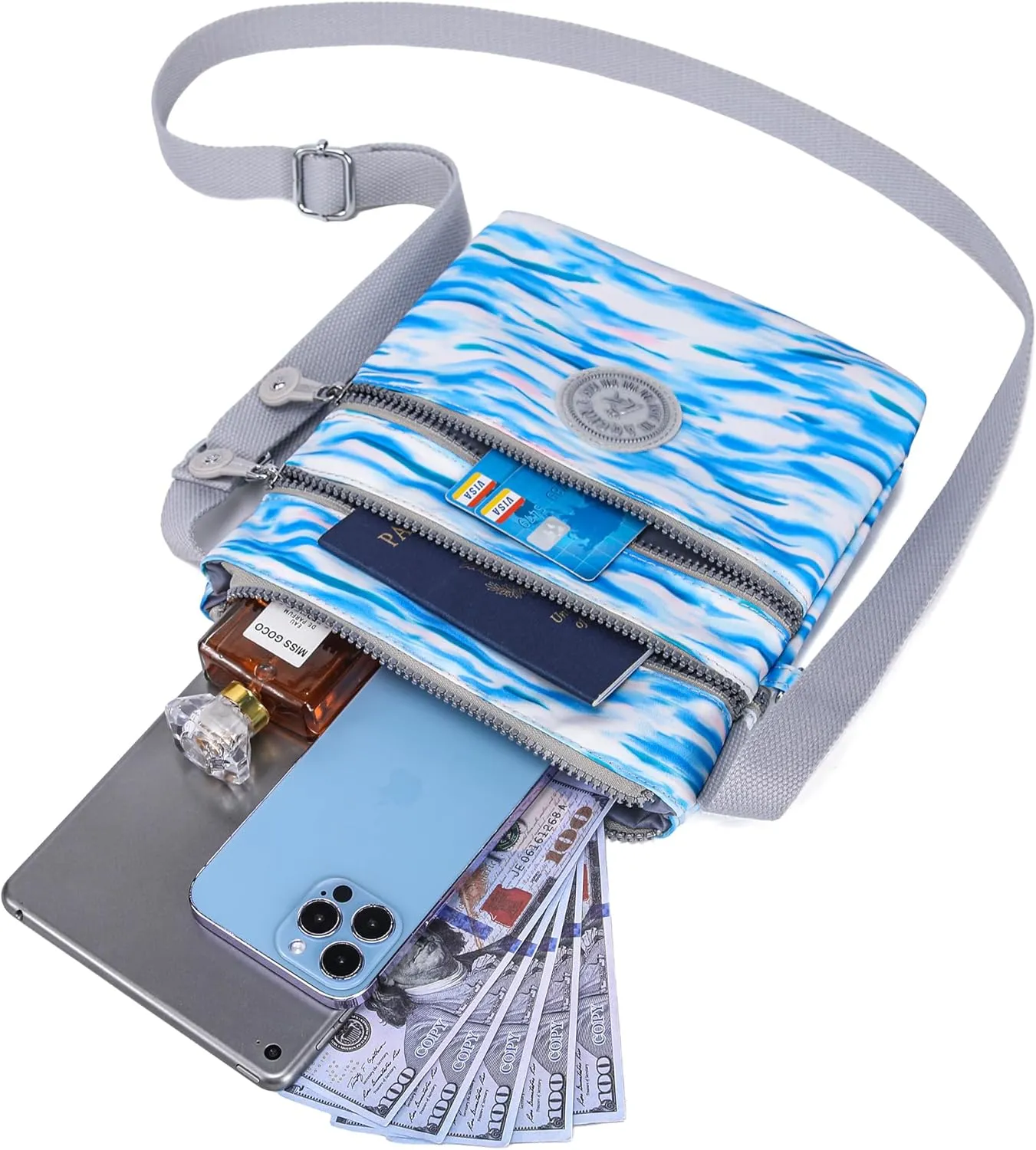 AOCINA Crossbody Purses for Women Lightweight Small Travel Bag Shoulder Purses and Handbags with Multi Zipper Pockets