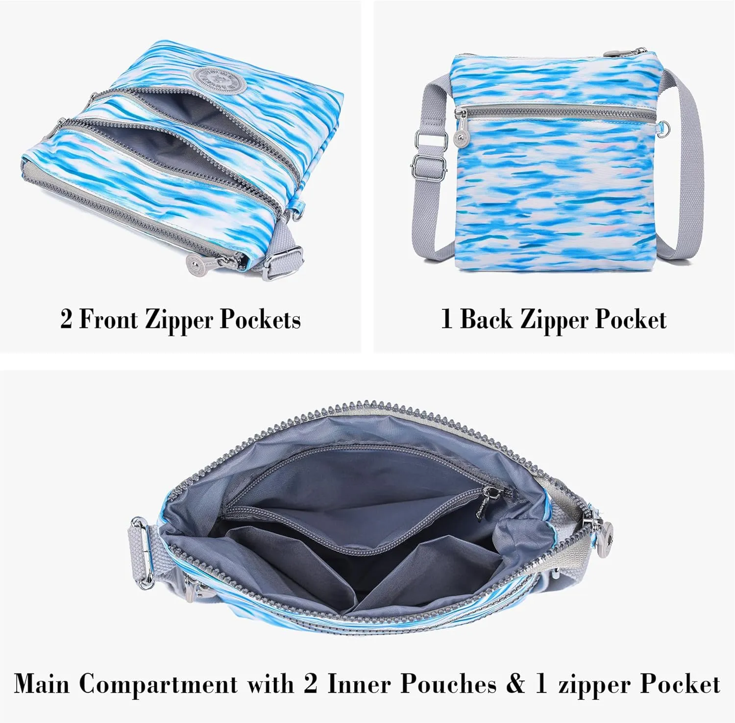 AOCINA Crossbody Purses for Women Lightweight Small Travel Bag Shoulder Purses and Handbags with Multi Zipper Pockets