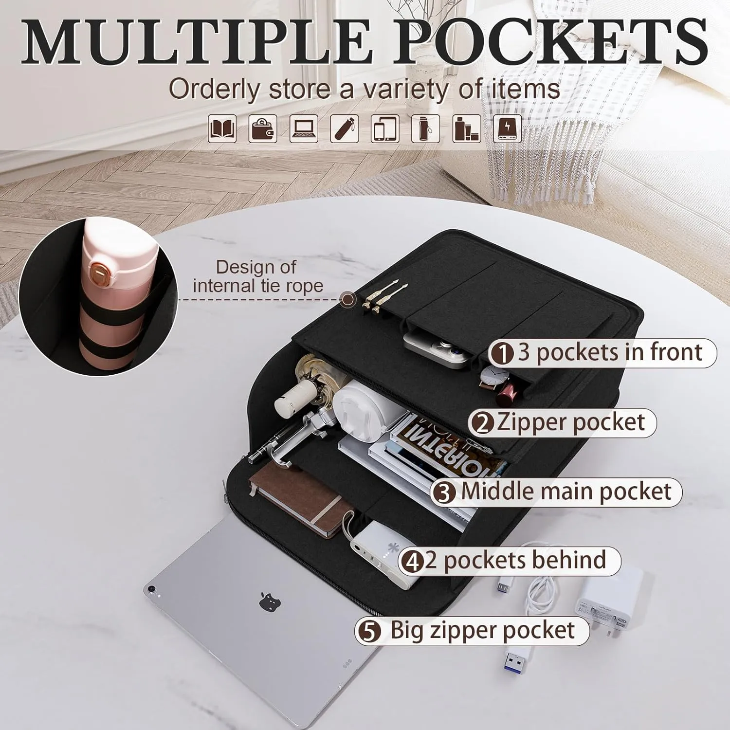 APSOONSELL Backpack Organizer Insert, Felt Bag Organizer for Rucksack Shoulder