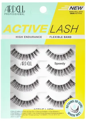 Ardell Active Lash - Speedy, False Eyelashes, Water-Resistant, Lightweight, Strip Lashes, 4 Pairs, 1-Pack