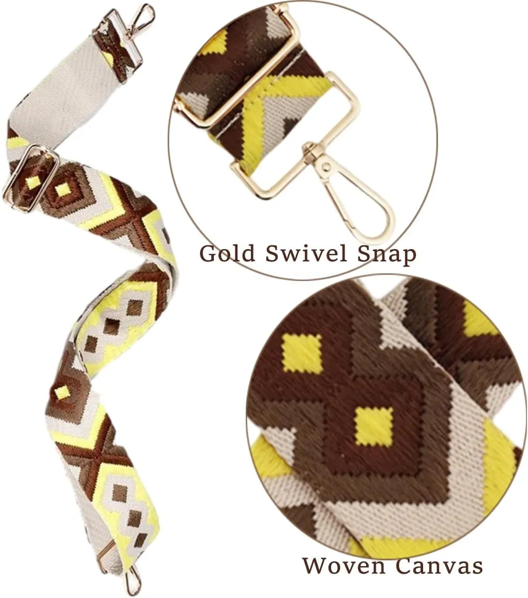 Argyle Pattern Adjustable Bag Strap Replacement 2inch Wide Jacquard Belt for Purse Shoulder Guitar Camera Luggage Bags (Coffee Burgundy Coffee)