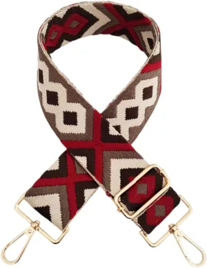 Argyle Pattern Adjustable Bag Strap Replacement 2inch Wide Jacquard Belt for Purse Shoulder Guitar Camera Luggage Bags (Coffee Burgundy Coffee)
