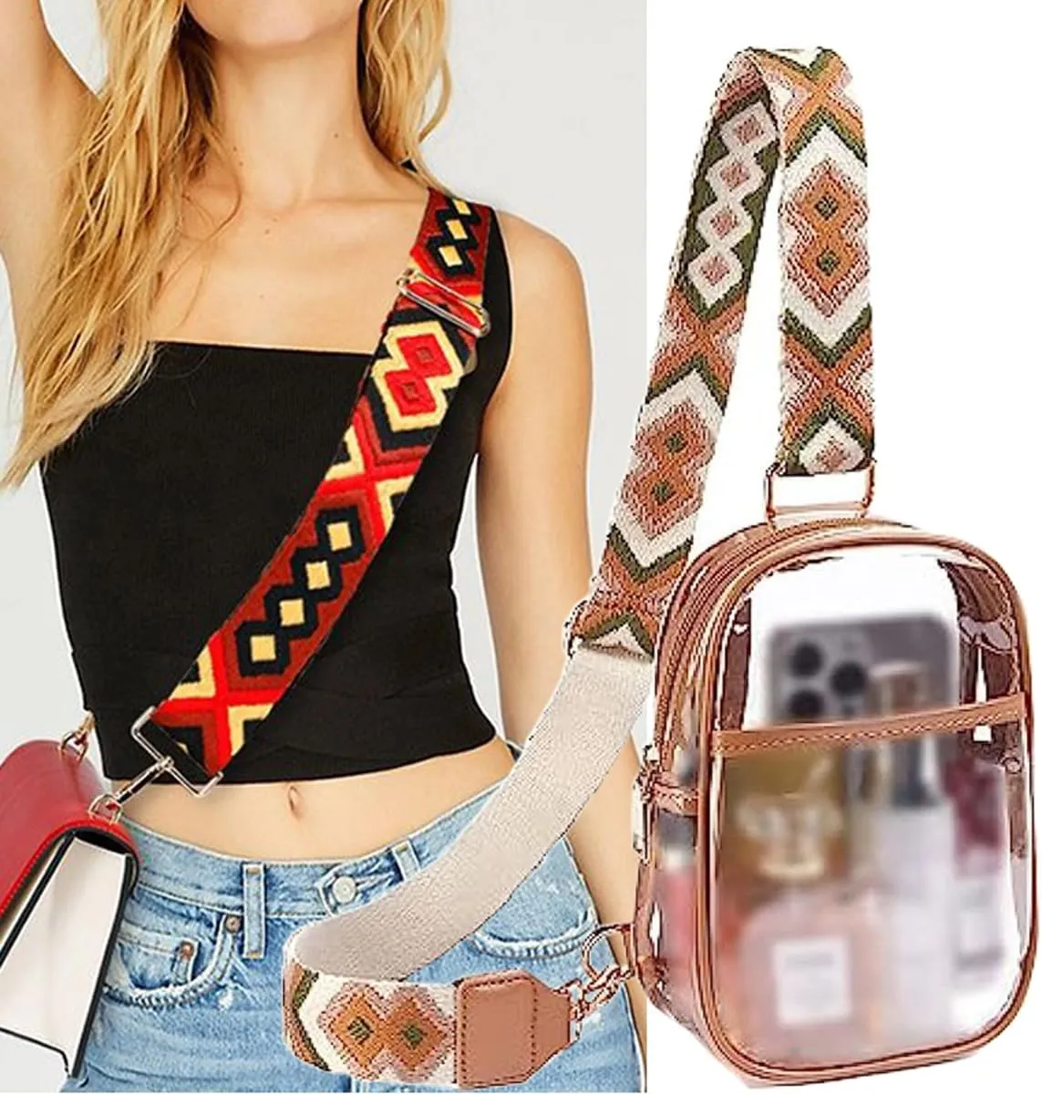 Argyle Pattern Adjustable Bag Strap Replacement 2inch Wide Jacquard Belt for Purse Shoulder Guitar Camera Luggage Bags (Coffee Green Burgundy)