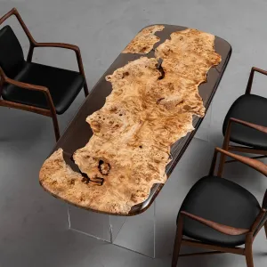 Aspen Wood Custom Large Resin Epoxy Table, Epoxy River Table, Natural Wood, Wooden Office Desk, Meeting, Kitchen, Dining Room, Living Room, Home Decor