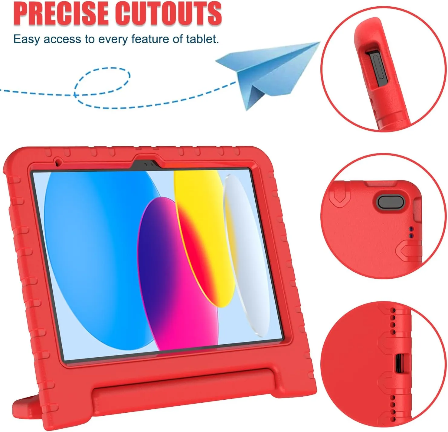 AVAWO Kids Case for New iPad (A16) 11th Generation 11 Inch 2025, iPad 10th Generation 10.9" 2022 with Built-in Screen Protector Durable Shockproof Lightweight Handle Cover for i Pad 10/11 Gen, Red