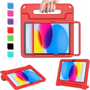 AVAWO Kids Case for New iPad (A16) 11th Generation 11 Inch 2025, iPad 10th Generation 10.9" 2022 with Built-in Screen Protector Durable Shockproof Lightweight Handle Cover for i Pad 10/11 Gen, Red