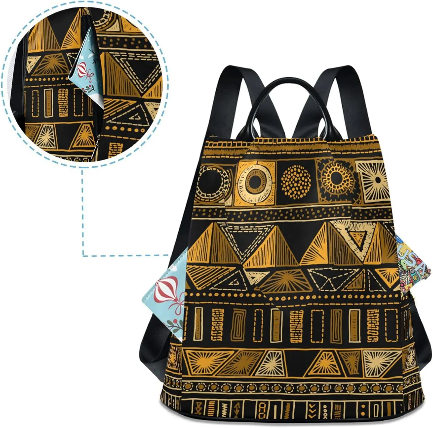 Aztec Tribal Ethnic Backpack Purse for Women Anti theft Back Pack with Adjustable Straps Embroidery Shoulder Fashion Bag Travel Handbag Large