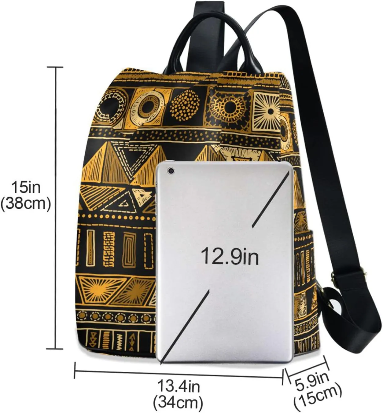 Aztec Tribal Ethnic Backpack Purse for Women Anti theft Back Pack with Adjustable Straps Embroidery Shoulder Fashion Bag Travel Handbag Large