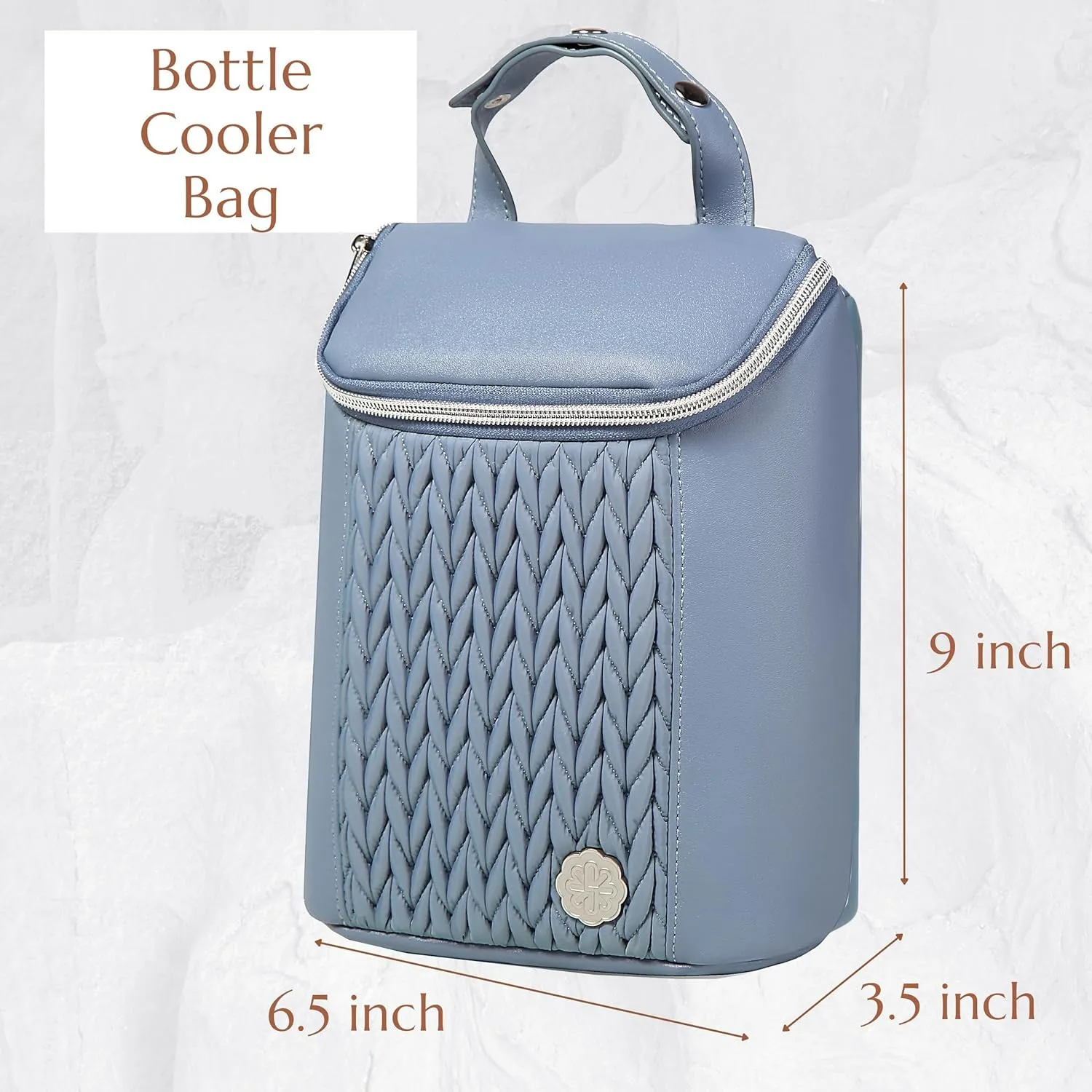 Baby Bottle Cooler Bag with Adjustable Straps to Fits Stroller or Diaper Bag,Insulated Baby Bottle Bag for Nursing Moms Daycare or Travel (ASH Blue)