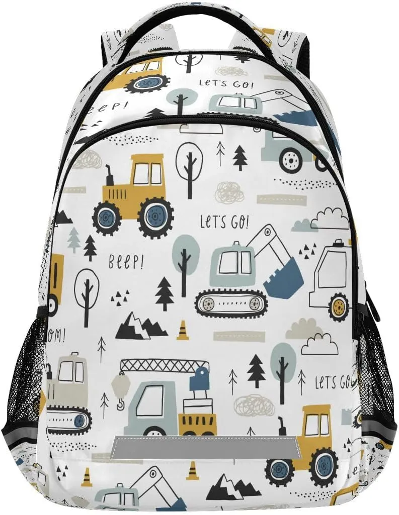 Backpack Bookbag Childish Truck Excavator School Bag Travel Bag for Girls Boys Teen