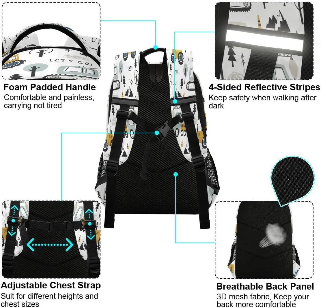 Backpack Bookbag Childish Truck Excavator School Bag Travel Bag for Girls Boys Teen