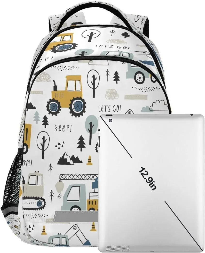 Backpack Bookbag Childish Truck Excavator School Bag Travel Bag for Girls Boys Teen