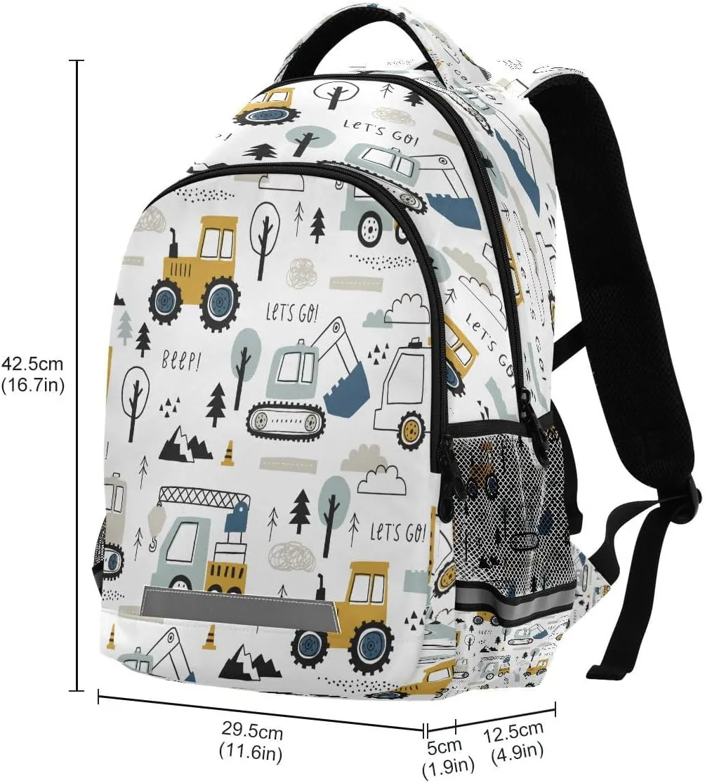 Backpack Bookbag Childish Truck Excavator School Bag Travel Bag for Girls Boys Teen