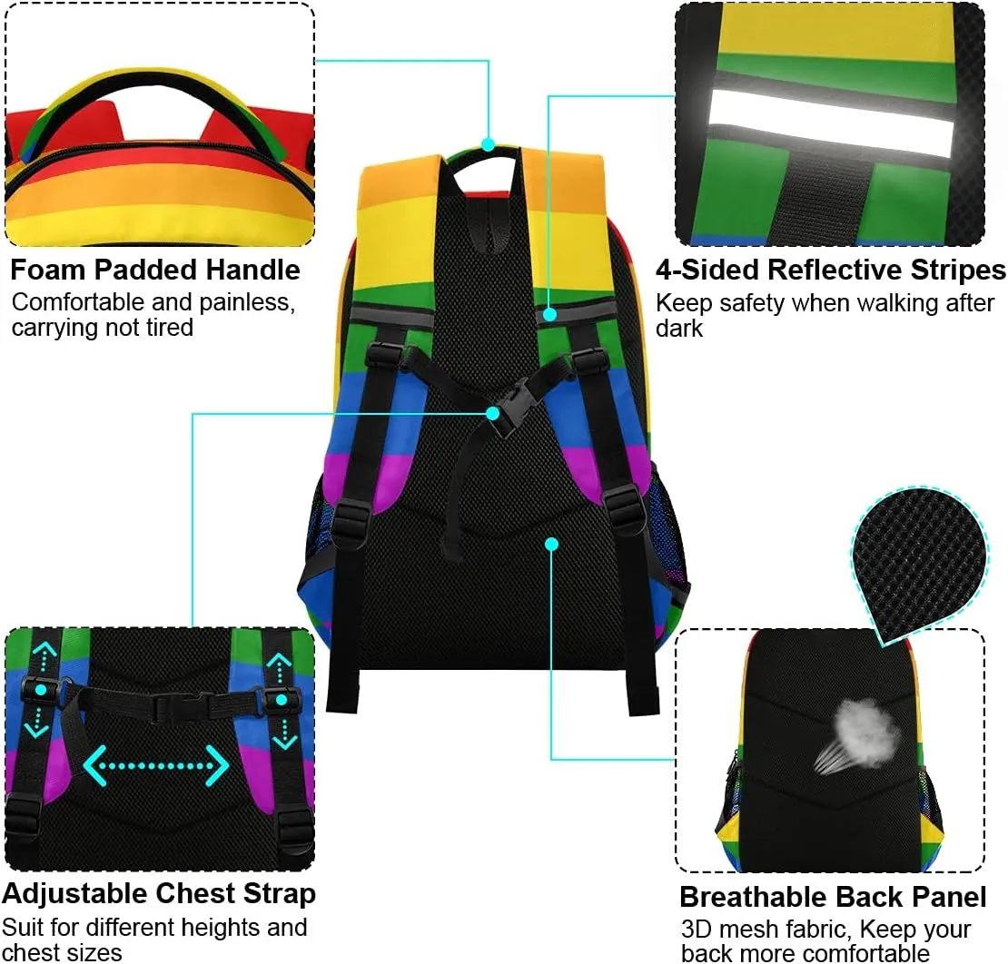Backpack Bookbag Rainbow Flag School Bag Travel Bag for Girls Boys Teen One Size