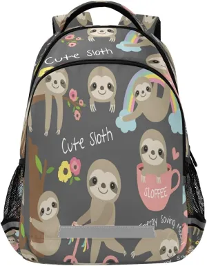 Backpack Bookbag School Bag Cute Sloth Travel Bag for Girls Boys Teen