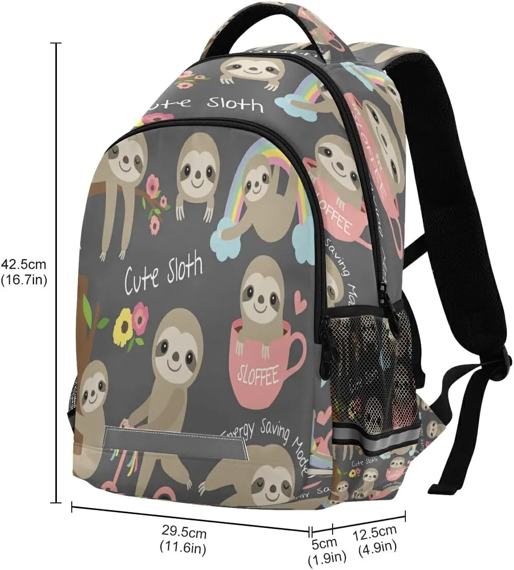 Backpack Bookbag School Bag Cute Sloth Travel Bag for Girls Boys Teen