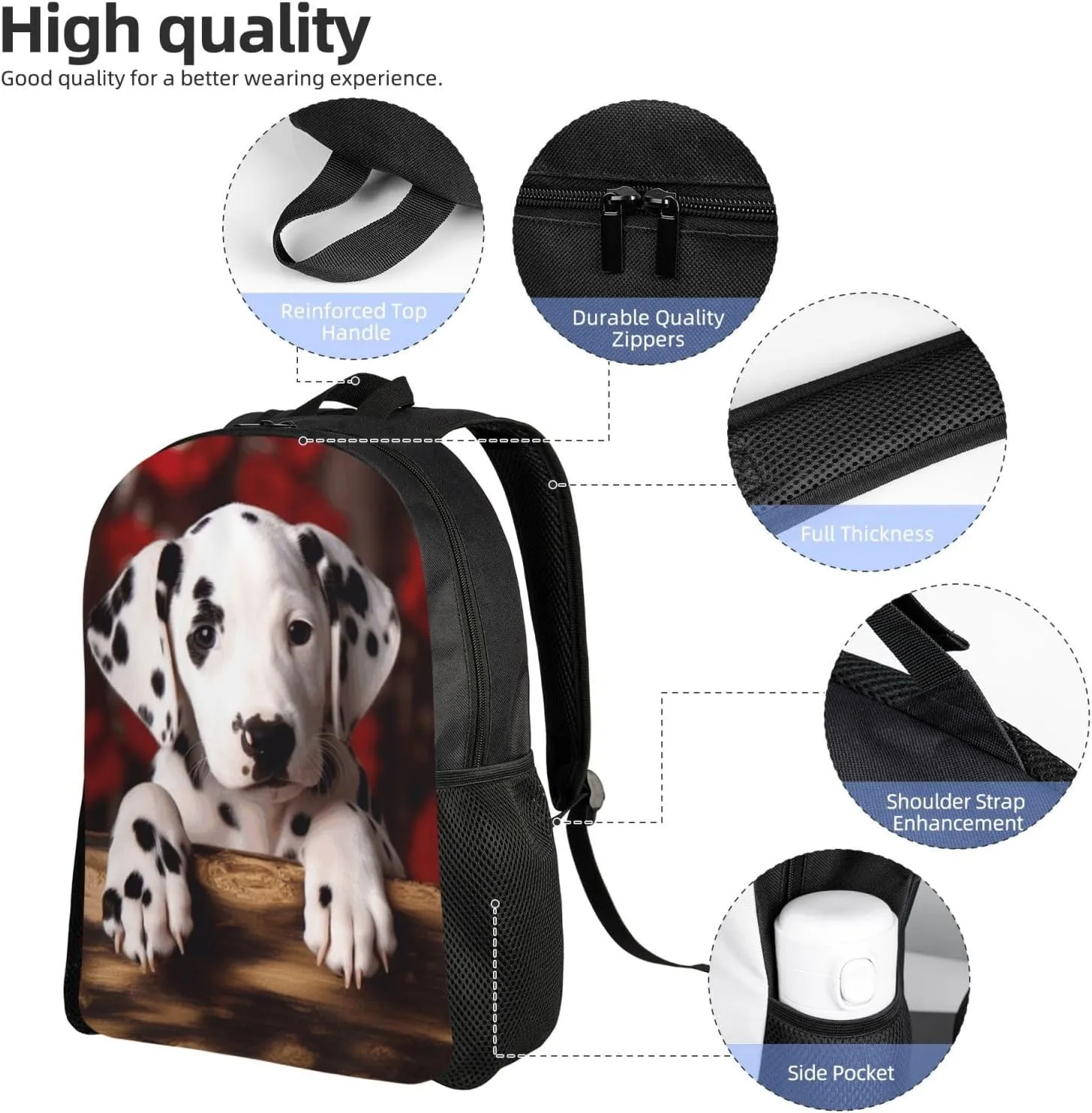 Backpack for Men Women Carry-on Backpack dalmatian puppy Daypack Laptop Backpack Lightweight
