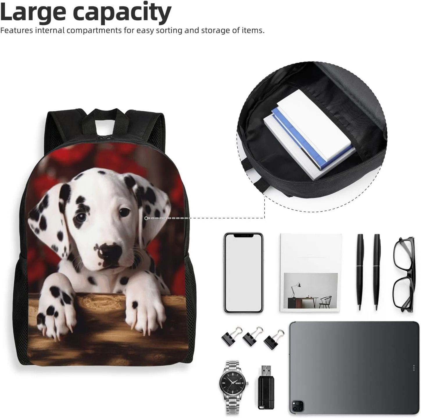Backpack for Men Women Carry-on Backpack dalmatian puppy Daypack Laptop Backpack Lightweight