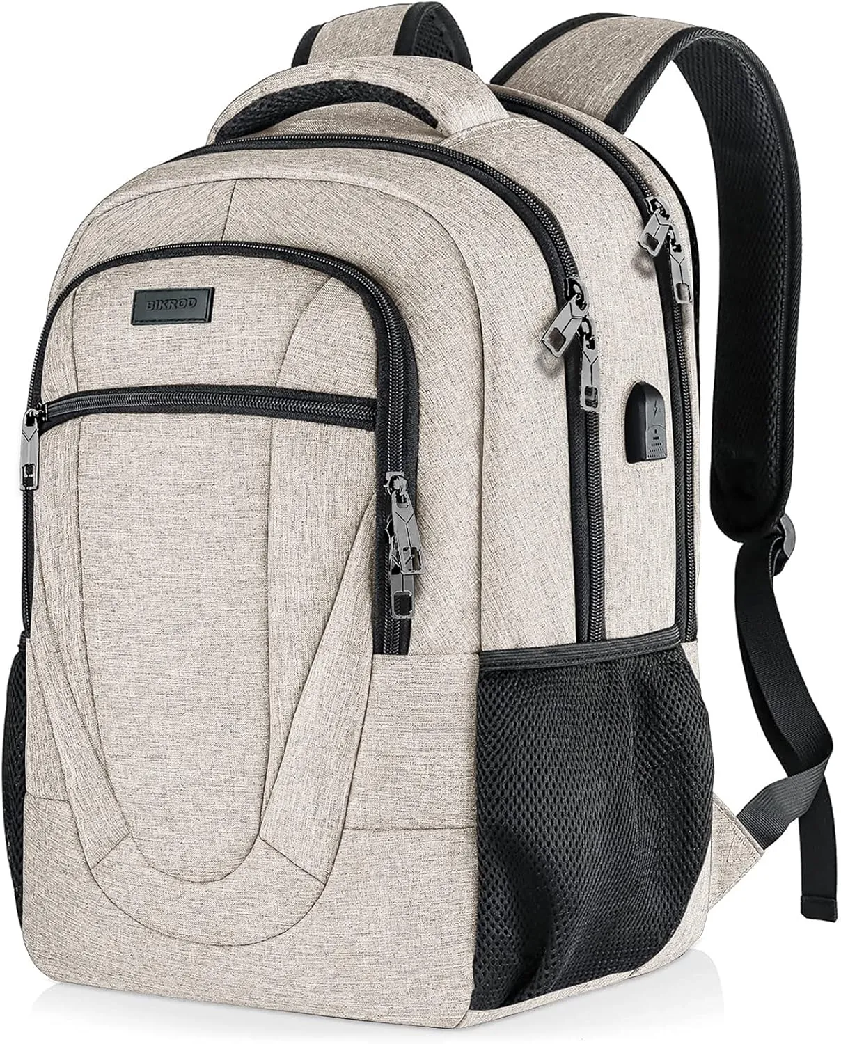 Backpack for Women and Men, Extra Large School Backpacks for Teens, Water Resistant Back Pack with USB Charging Port Fits 17 Inch Laptop, Business Anti Theft Sturdy Computer Bag Gifts, Beige