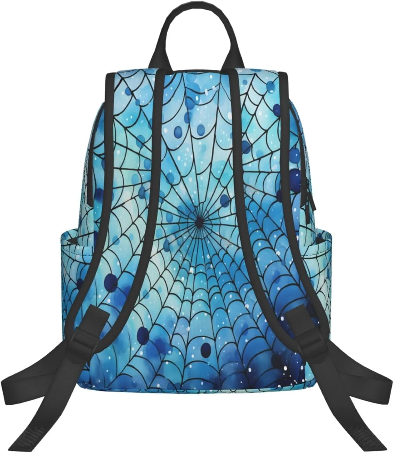 Backpack For Women Men Spider Web Blue Polka Dots Bookbag Lightweight Travel Casual Daypack Water Resistant Outdoor Hiking Sport Rucksack